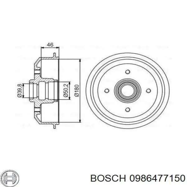 Тормозной барабан 0986477150 Bosch