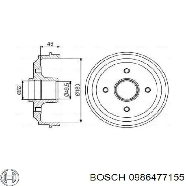 Тормозной барабан 0986477155 Bosch