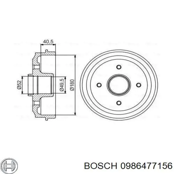 Тормозной барабан 0986477156 Bosch