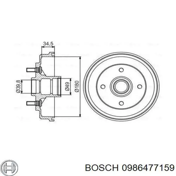 Тормозной барабан 0986477159 Bosch