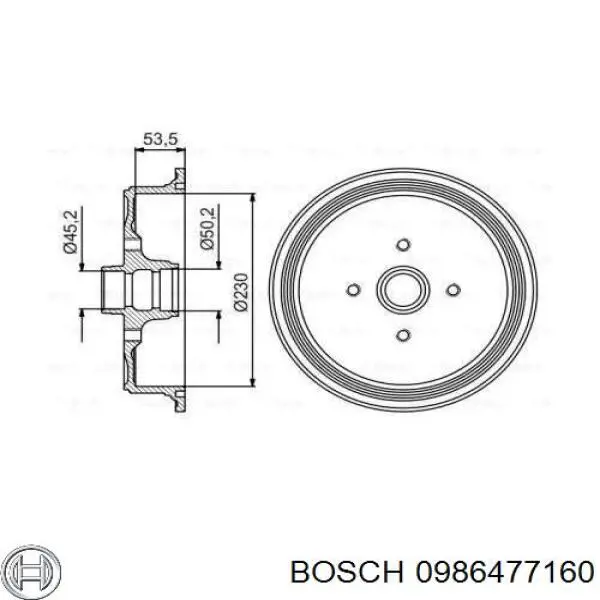 Тормозной барабан 0986477160 Bosch