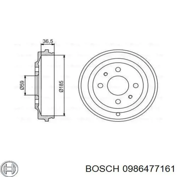 Тормозной барабан 0986477161 Bosch