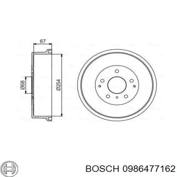 Тормозной барабан 0986477162 Bosch