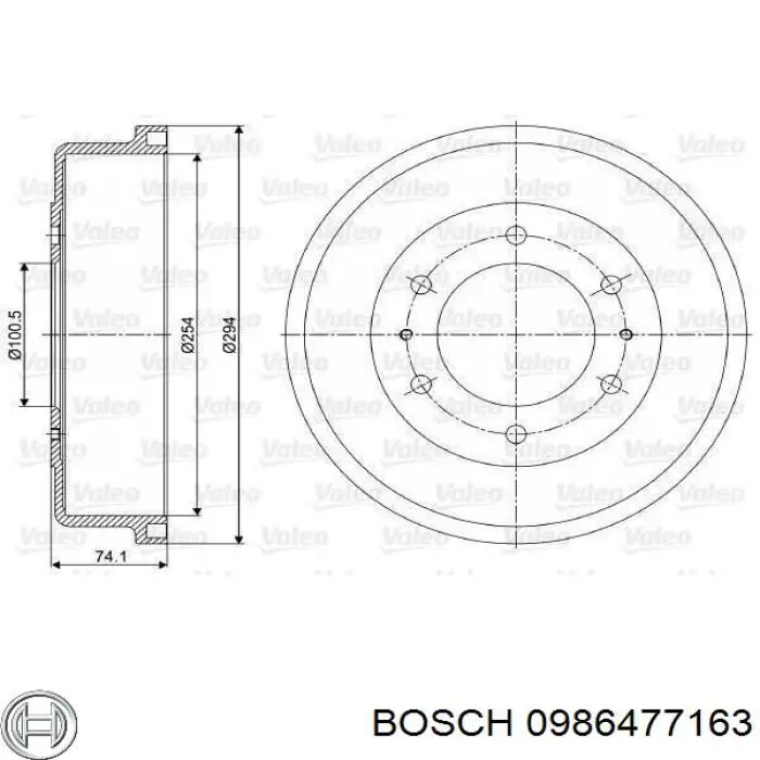 Барабан тормозной задний Bosch 0986477163 цена, от 84.90 USD