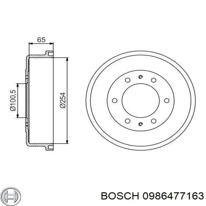 Тормозной барабан 0986477163 Bosch