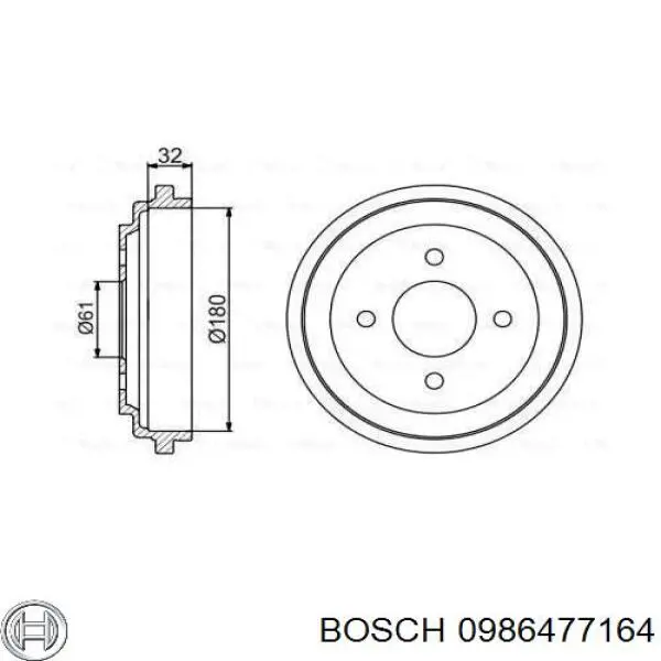 Тормозной барабан 0986477164 Bosch