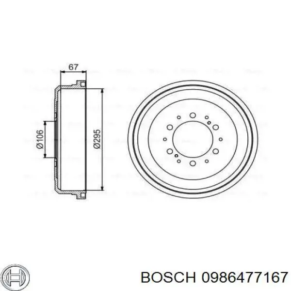 Тормозной барабан 0986477167 Bosch