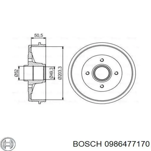 Тормозной барабан 0986477170 Bosch