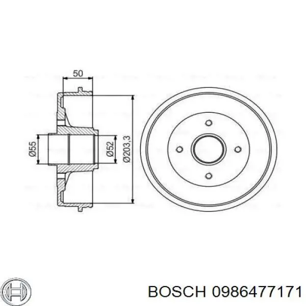 Тормозной барабан 0986477171 Bosch