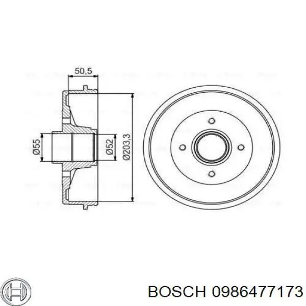 Тормозной барабан 0986477173 Bosch