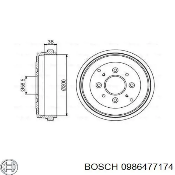 Тормозной барабан 0986477174 Bosch