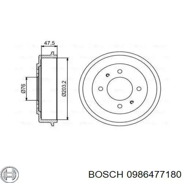 Тормозной барабан 0986477180 Bosch