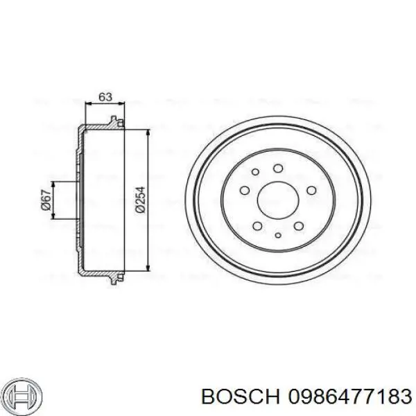 Тормозной барабан 0986477183 Bosch