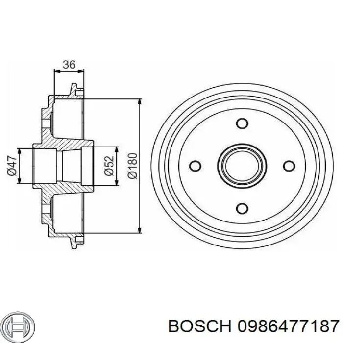 Тормозной барабан 0986477187 Bosch