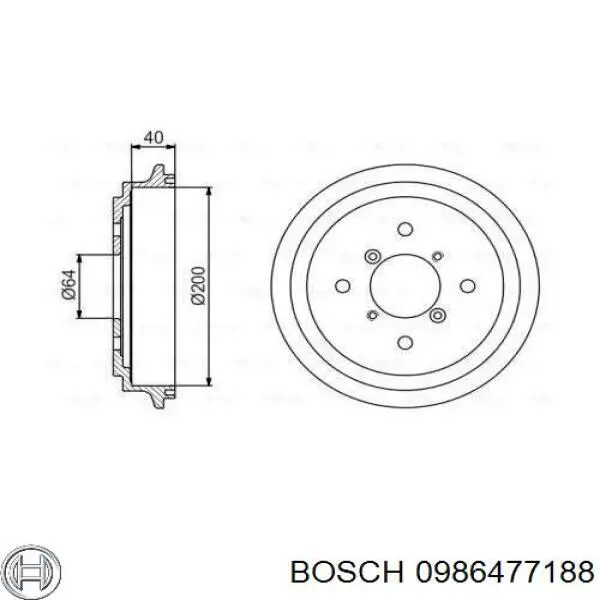 Тормозной барабан 0986477188 Bosch