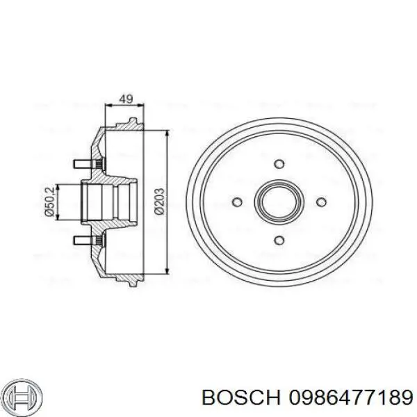 Тормозной барабан 0986477189 Bosch