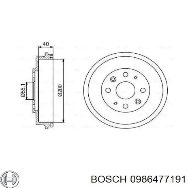 0986477191 Bosch барабан тормозной задний