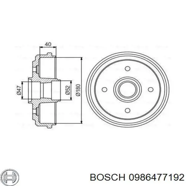 Тормозной барабан 0986477192 Bosch