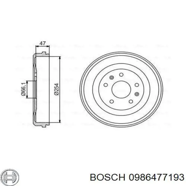 Тормозной барабан 0986477193 Bosch