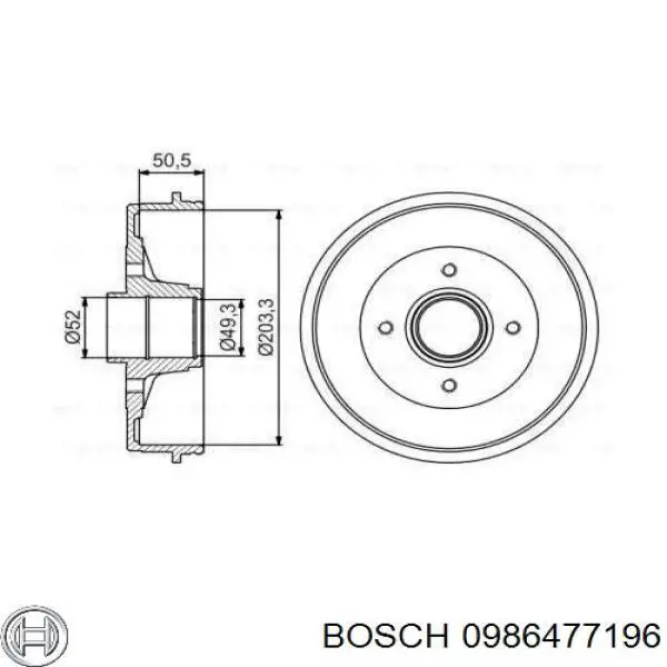 Барабан тормозной задний Bosch 0986477196 цена, от 51.24 USD