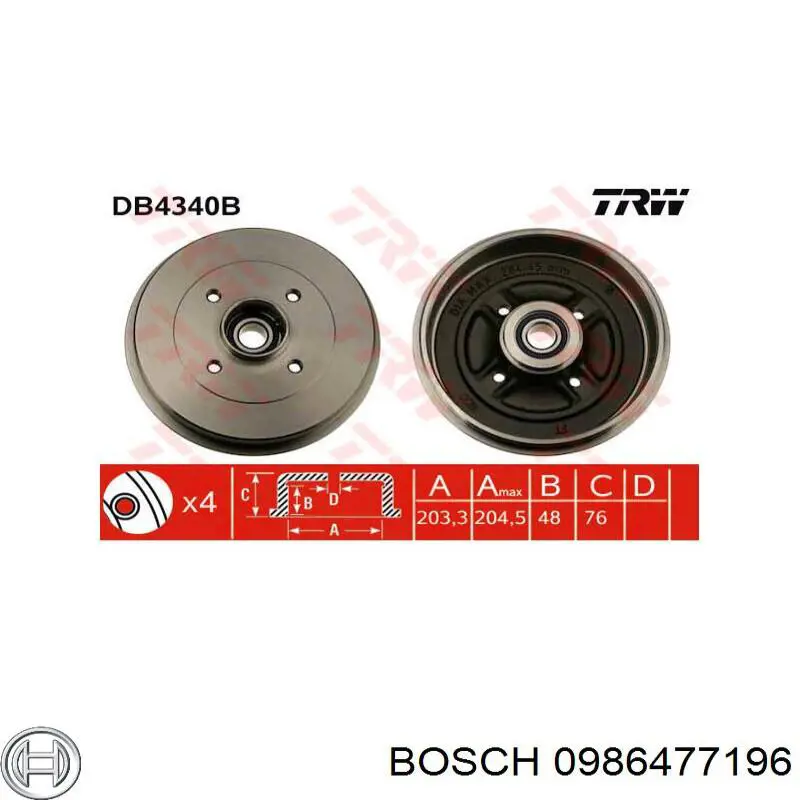 Задний барабан Bosch 0986477196