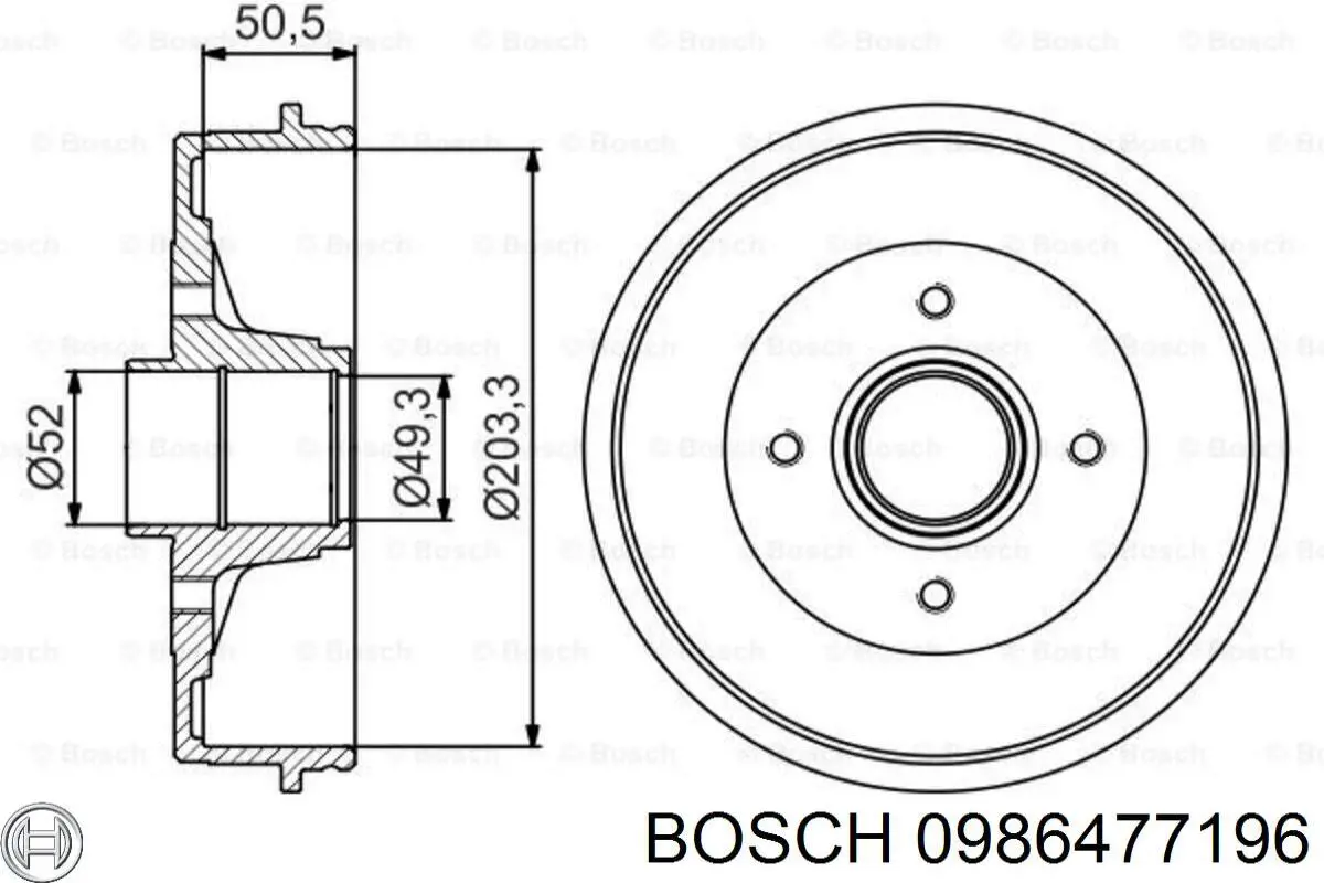 0986477196 Bosch барабан тормозной задний