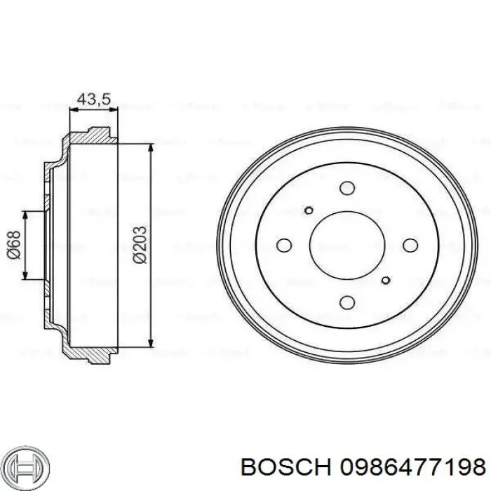 Тормозной барабан 0986477198 Bosch