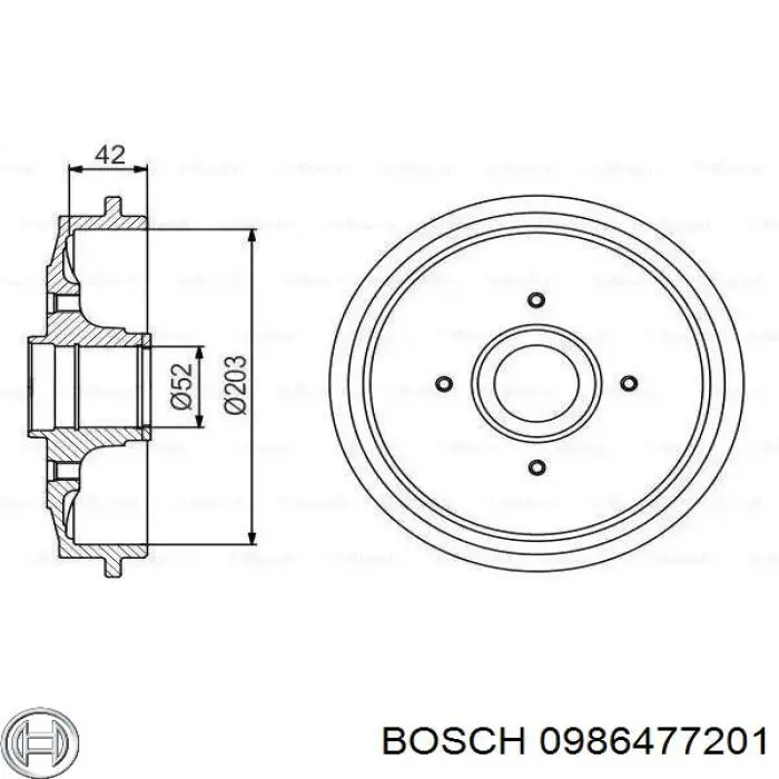 0986477201 Bosch барабан тормозной задний