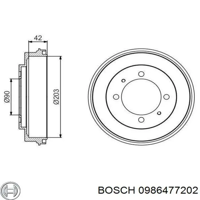 Тормозной барабан 0986477202 Bosch