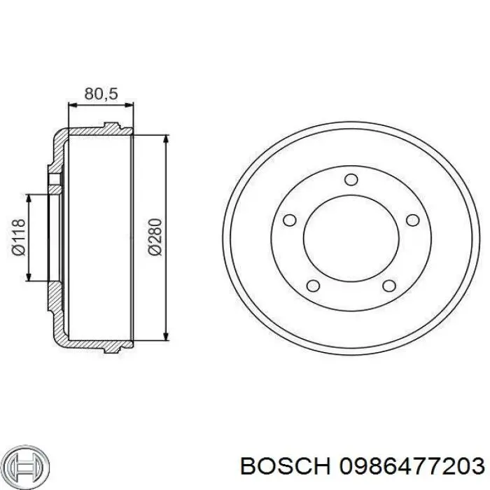 Тормозной барабан 0986477203 Bosch