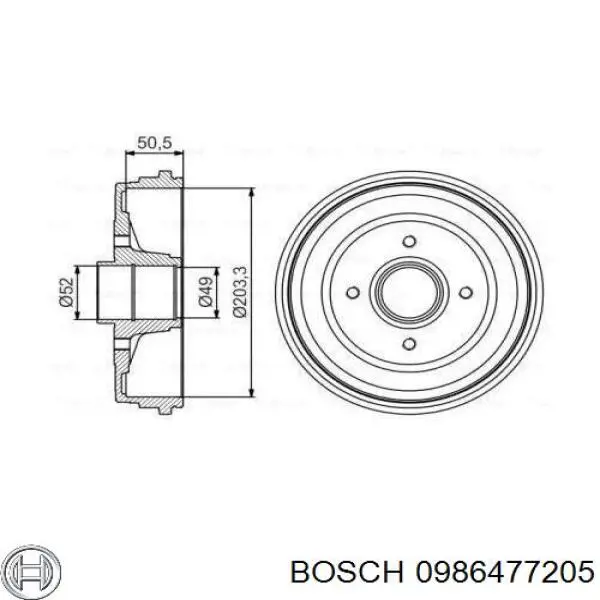 Барабан тормозной задний Bosch 0986477205 цена, от 59.18 USD