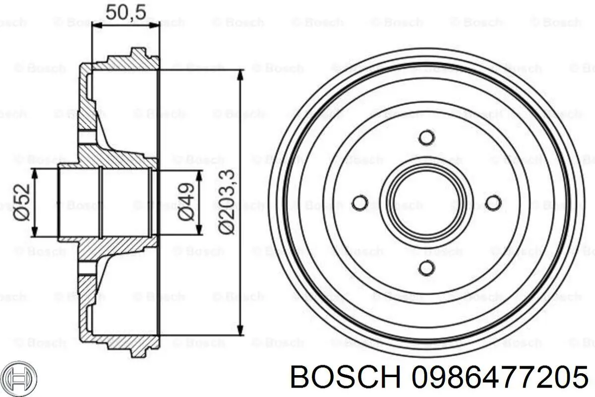 Тормозной барабан 0986477205 Bosch