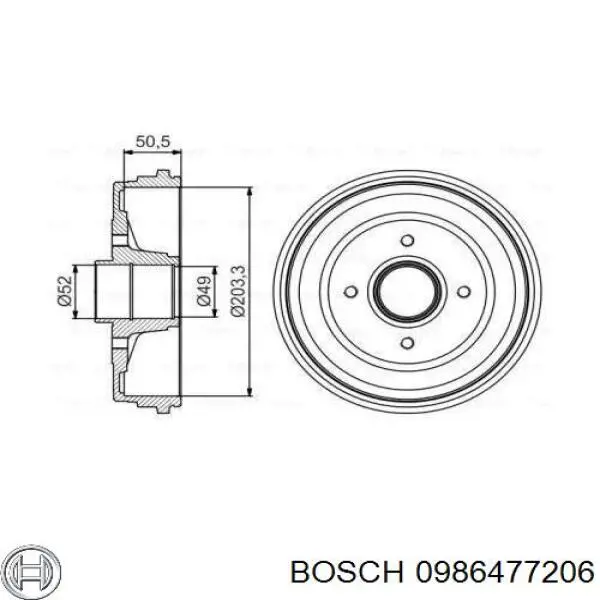 Тормозной барабан 0986477206 Bosch