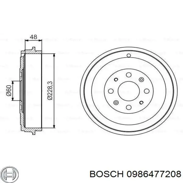 0 986 477 208 Bosch tambor do freio traseiro