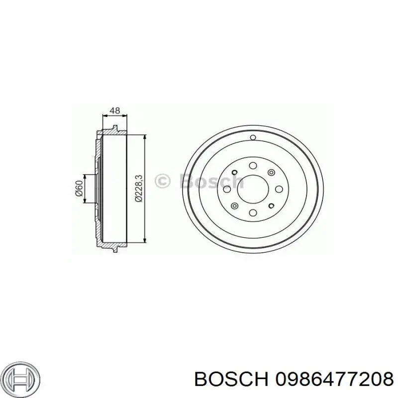 Барабан гальмівний задній 0986477208 Bosch