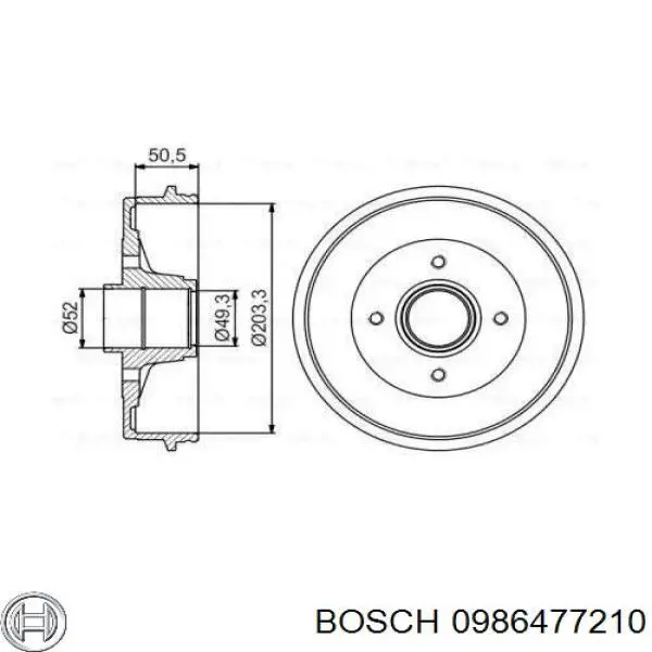 Барабан тормозной задний Bosch 0986477210 цена, от 46.73 USD