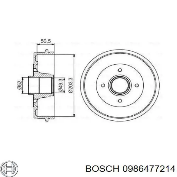 0986477214 Bosch барабан тормозной задний