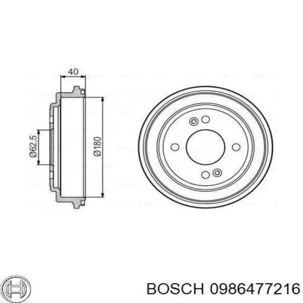 Тормозной барабан 0986477216 Bosch