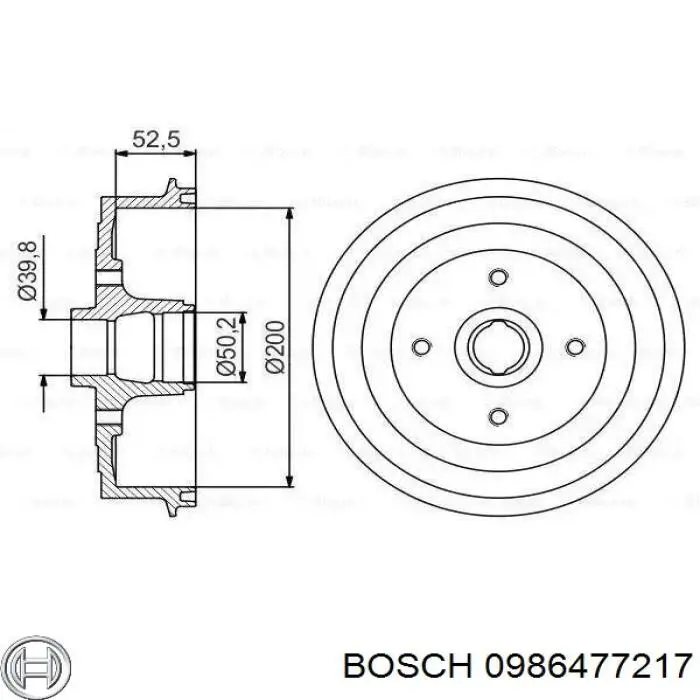 0986477217 Bosch барабан тормозной задний