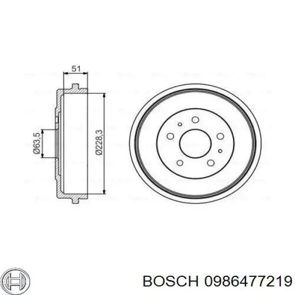 0986477219 Bosch барабан тормозной задний