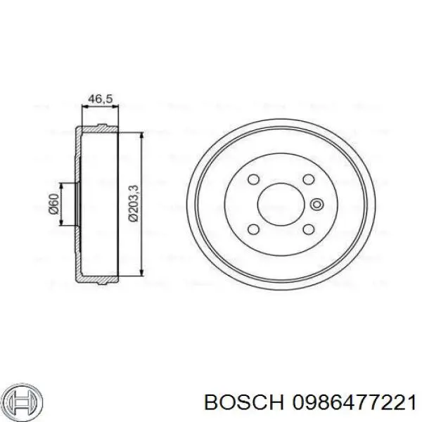 Тормозной барабан 0986477221 Bosch