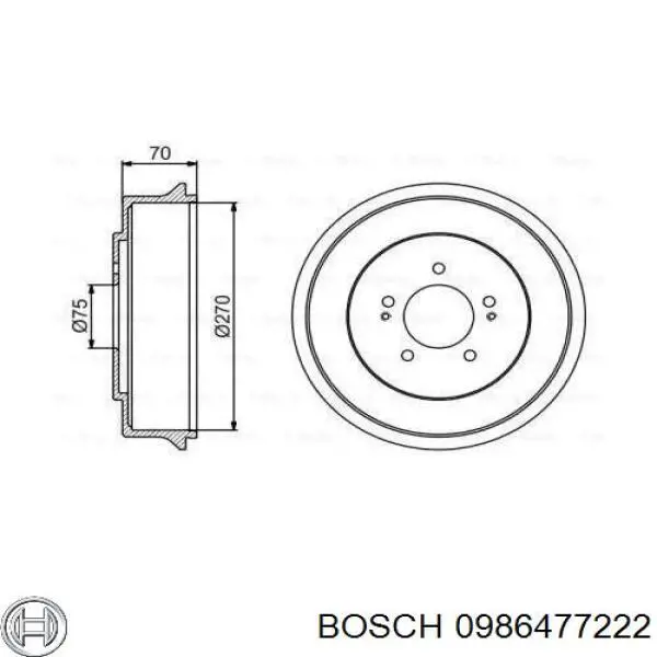 Тормозной барабан 0986477222 Bosch