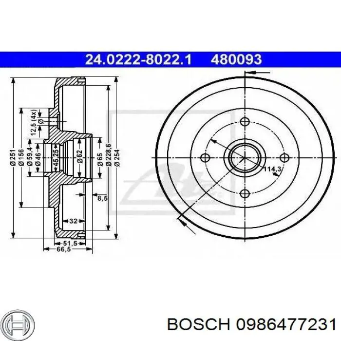 Задний барабан Bosch 0986477231