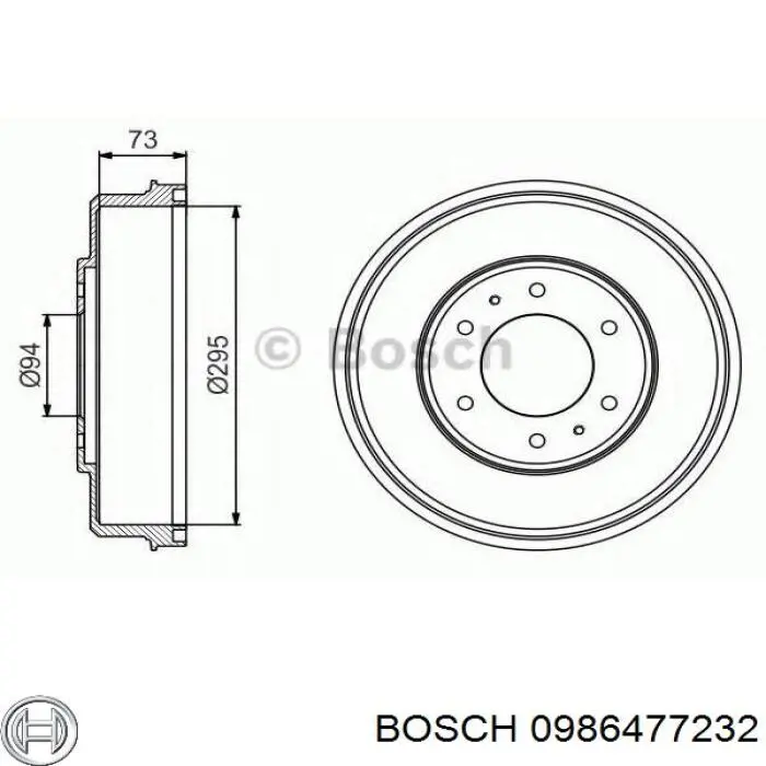 Freno de tambor trasero 0986477232 Bosch