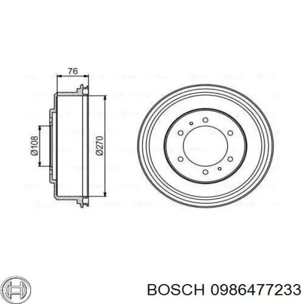 Тормозной барабан 0986477233 Bosch