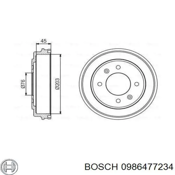 Тормозной барабан 0986477234 Bosch