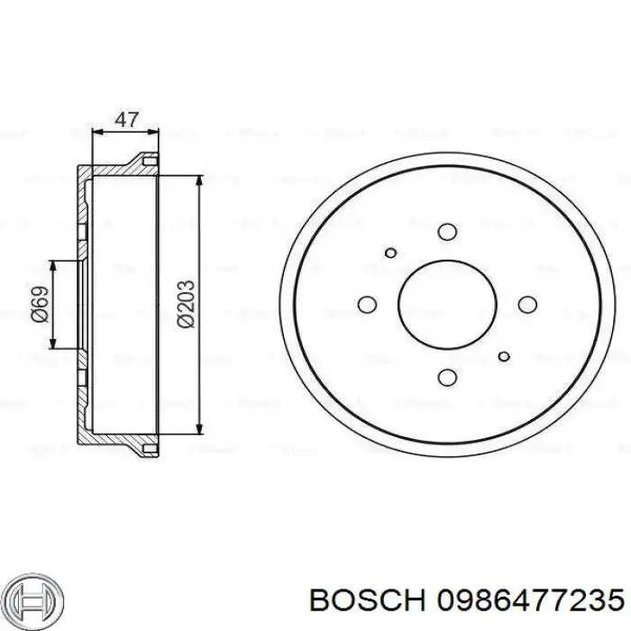 0 986 477 235 Bosch tambor do freio traseiro