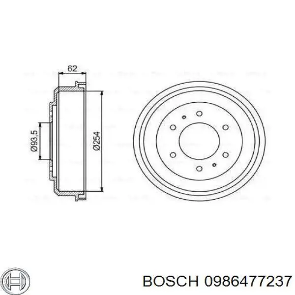 Тормозной барабан 0986477237 Bosch