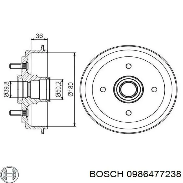 Тормозной барабан 0986477238 Bosch