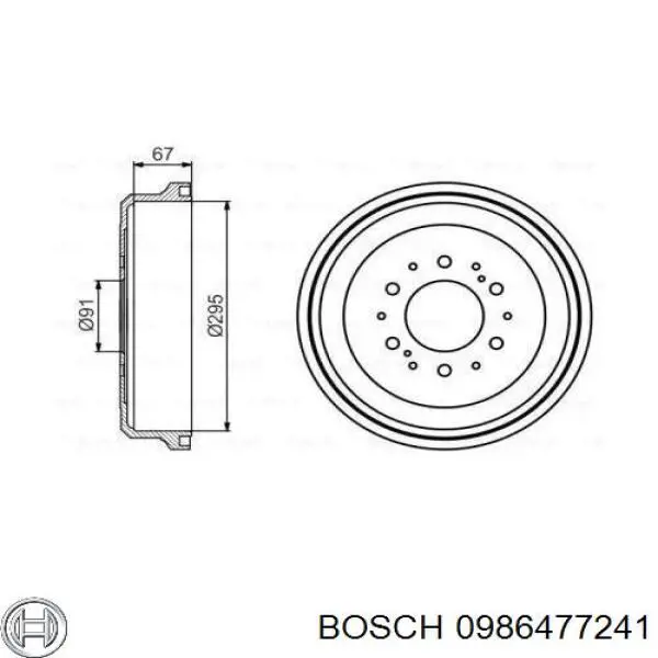 Тормозной барабан 0986477241 Bosch